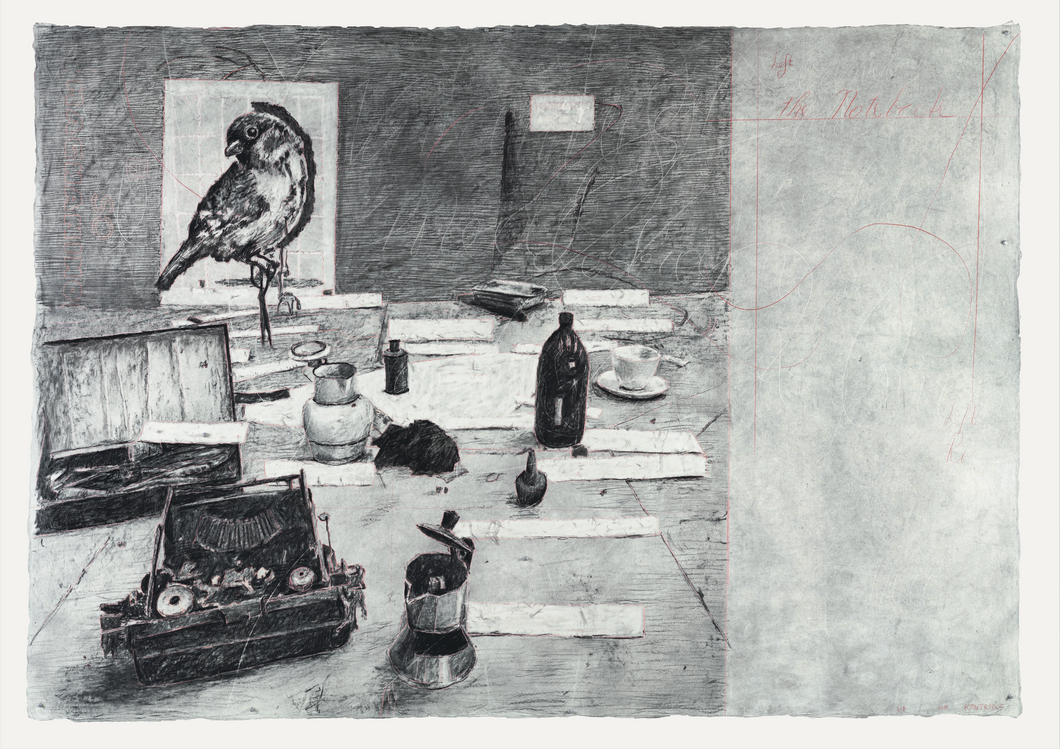 William Kentridge, Table with Sparrow